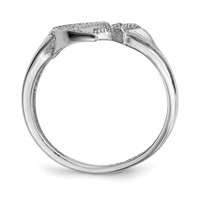 Sterling Silver Rhodium-plated CZ Moon Ring with Star Polished view 2