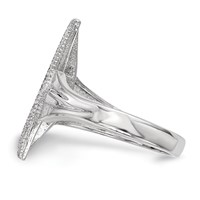 Sterling Silver Rhodium-plated CZ Moon Ring with Star Polished view 3