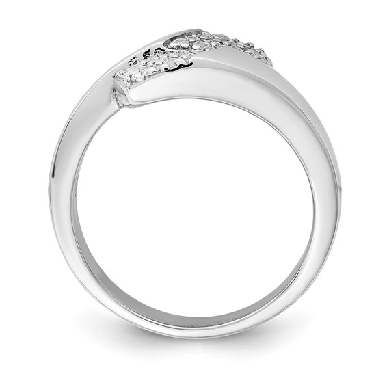 Sterling Silver Rhodium-plated Polished with CZ Ring