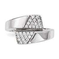 Sterling Silver Rhodium-plated Polished Ring with CZ view 4