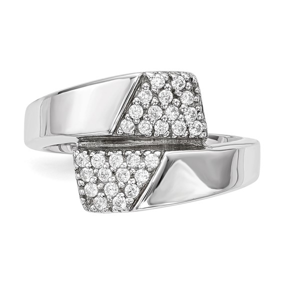 Sterling Silver Rhodium-plated Polished with CZ Ring
