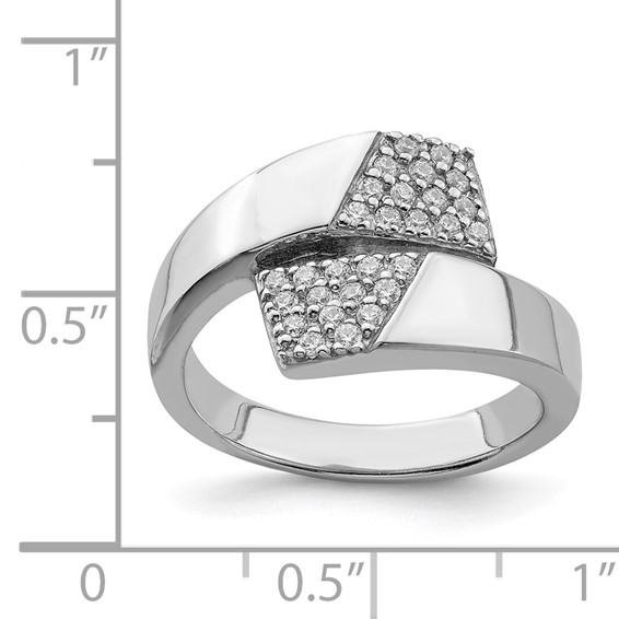 Sterling Silver Rhodium-plated Polished with CZ Ring