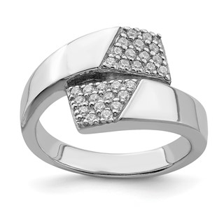 Sterling Silver Rhodium-plated Polished with CZ Ring