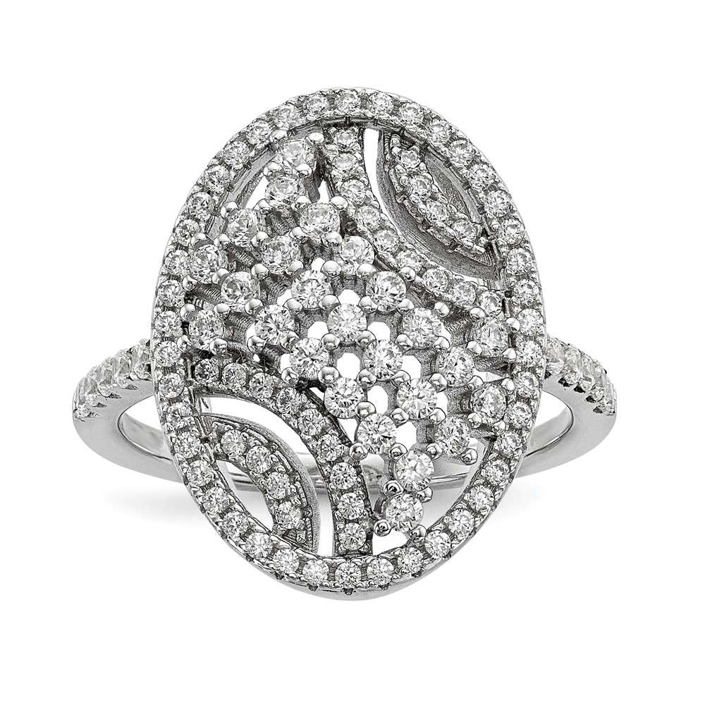 Pure Fire Sterling Silver Rhod-plated CZ Ring