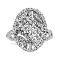 Pure Fire Sterling Silver Rhod-plated CZ Ring view 1