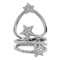 Pure Fire Sterling Silver Rhod-plated CZ Star Ring view 4