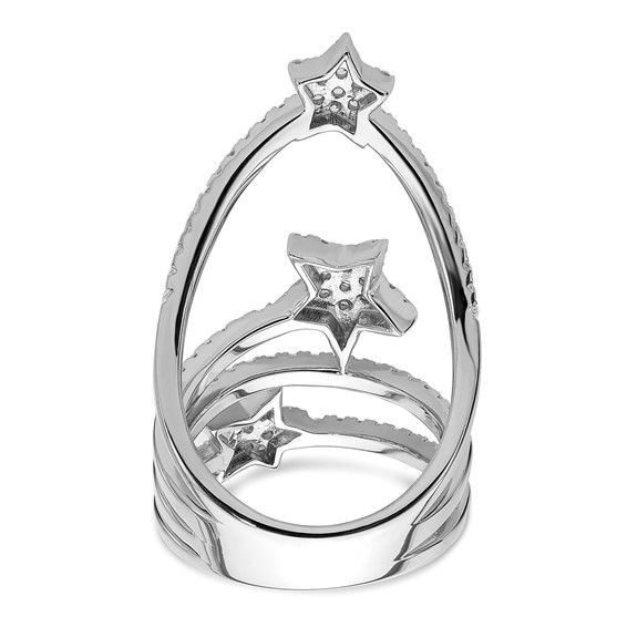 Pure Fire Sterling Silver Rhod-plated CZ Star Ring