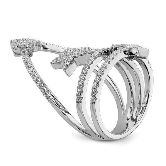 Pure Fire Sterling Silver Rhod-plated CZ Star Ring