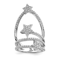 Pure Fire Sterling Silver Rhod-plated CZ Star Ring view 1