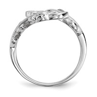 Sterling Silver Rhodium-plated Leaf CZ Ring view 2