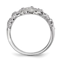 Sterling Silver Rhodium-plated CZ Leaf Ring with Extender view 2