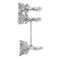 Sterling Silver Rhodium-plated CZ Leaf Ring with Extender view 3