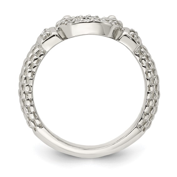 Sterling Silver CZ Textured Ring