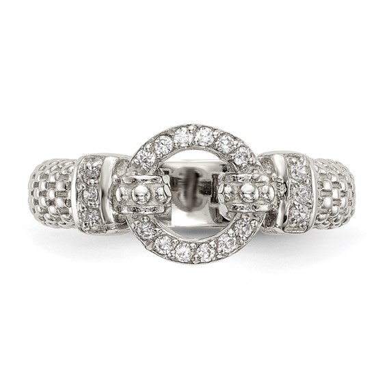 Sterling Silver CZ Textured Ring