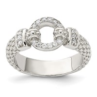Sterling Silver CZ Textured Ring view 1