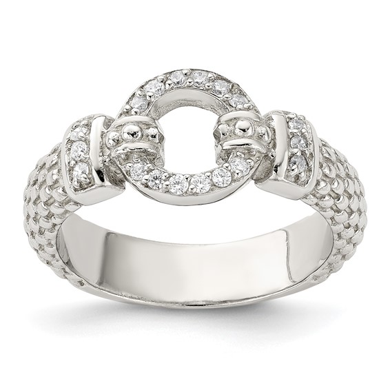 Sterling Silver CZ Textured Ring