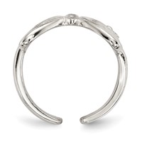 Sterling Silver Polished CZ Butterfly Double Finger Ring view 2