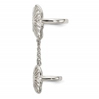 Sterling Silver Polished CZ Butterfly Double Finger Ring view 3