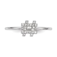 Sterling Silver Rhodium-plated CZ Hashtag Ring view 4