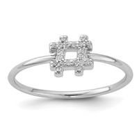 Sterling Silver Rhodium-plated CZ Hashtag Ring view 1