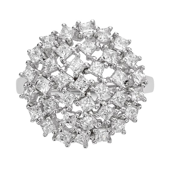 Sterling Silver Rhodium-plated CZ Ring