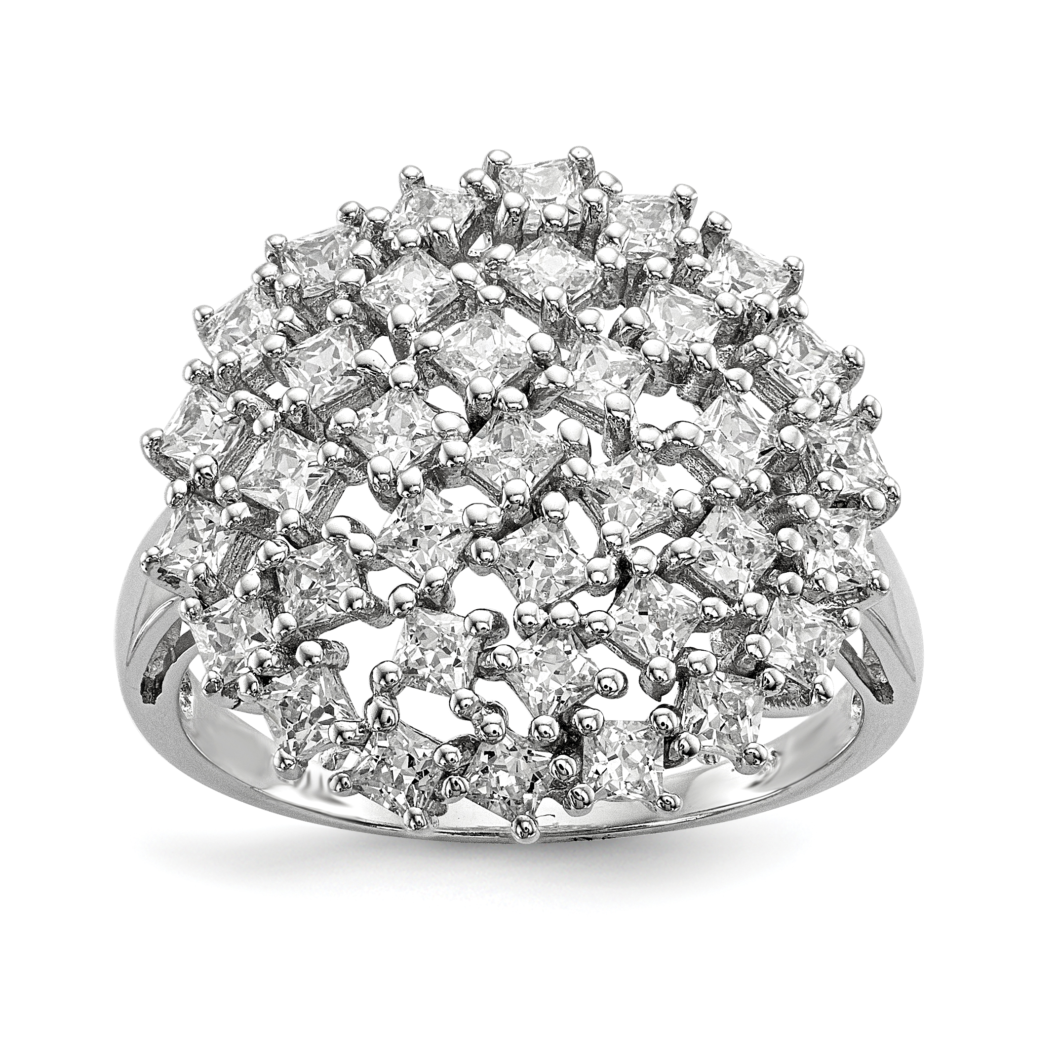 Sterling Silver Rhodium-plated CZ Ring (QR6666-6)