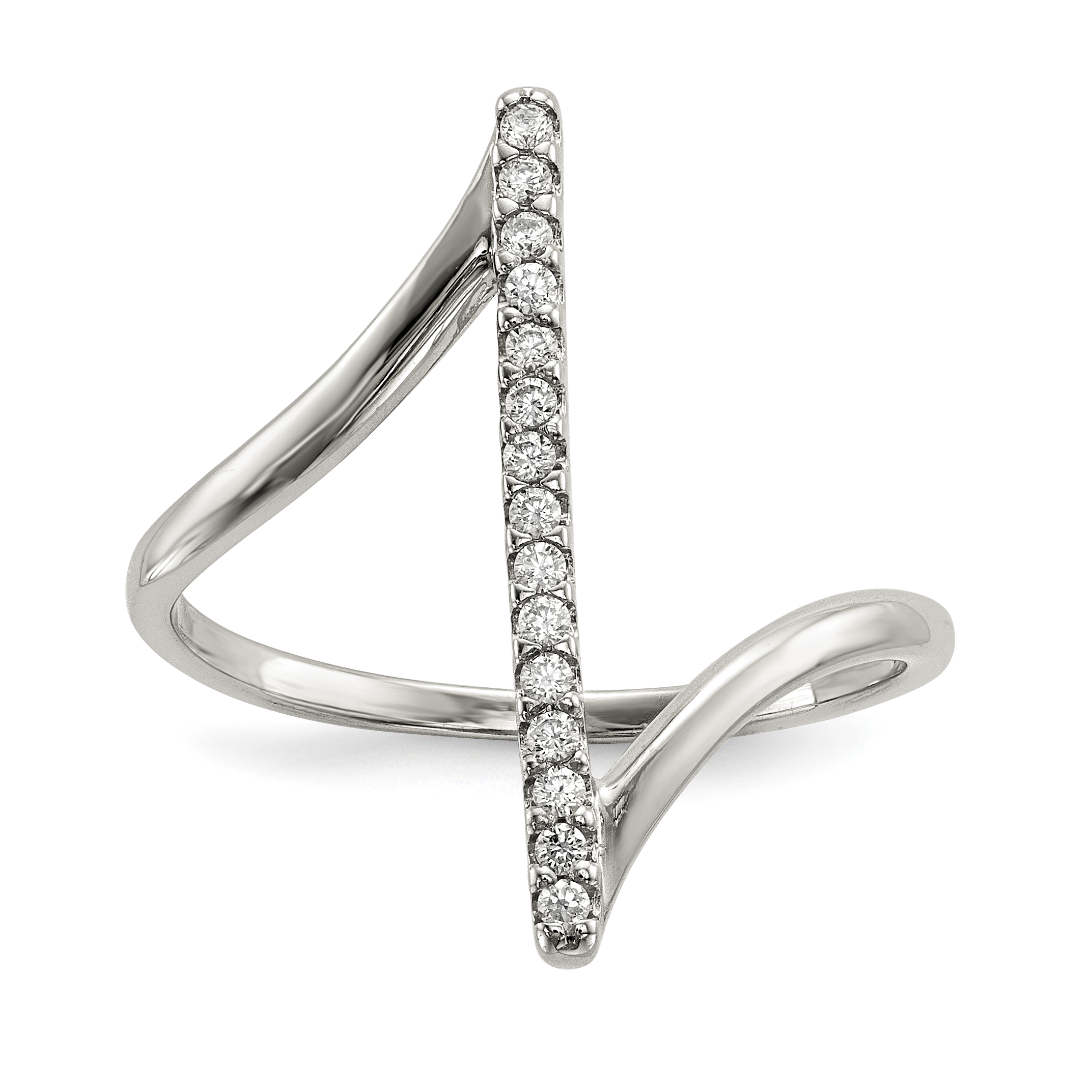 Sterling Silver CZ Bar Ring (QR6673-6)