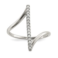 Sterling Silver CZ Bar Ring view 1