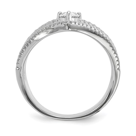 Pure Fire Sterling Silver Rhod-plated CZ Ring