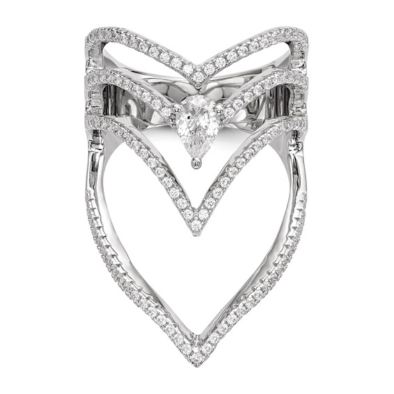 Pure Fire Sterling Silver Rhod-plated CZ Ring