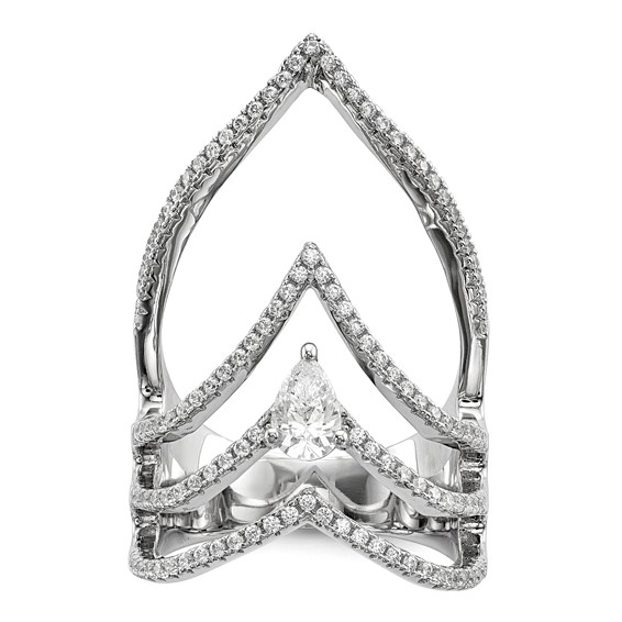 Pure Fire Sterling Silver Rhod-plated CZ Ring