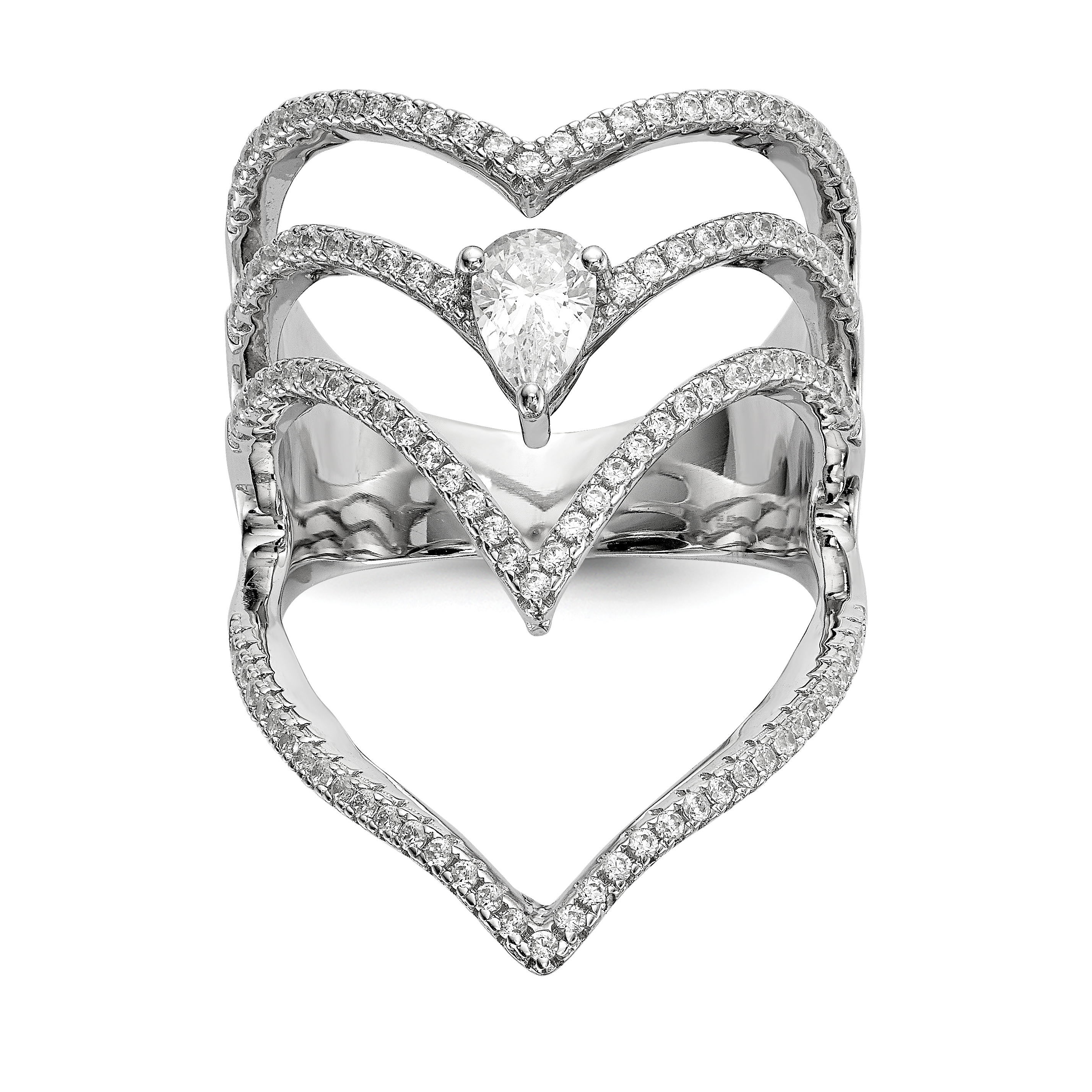 Pure Fire Sterling Silver Rhod-plated CZ Ring (QR6676-6)