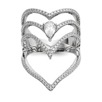 Pure Fire Sterling Silver Rhod-plated CZ Ring view 1