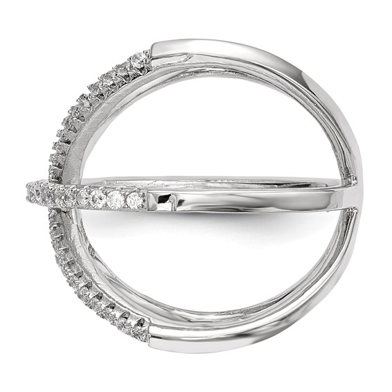 Sterling Silver Rhodium-plated CZ Ring
