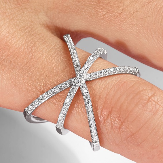 Sterling Silver Rhodium-plated CZ Ring