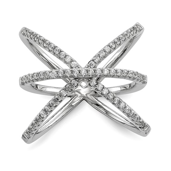 Sterling Silver Rhodium-plated CZ Ring