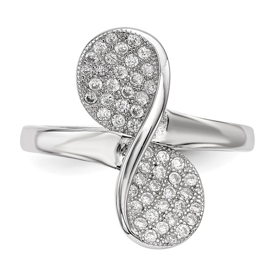 Sterling Silver Rhodium-plated CZ Ring