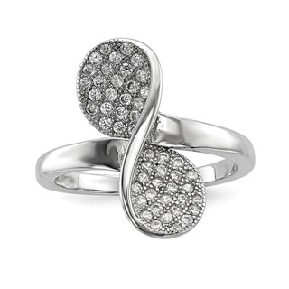 Sterling Silver Rhodium-plated CZ Ring