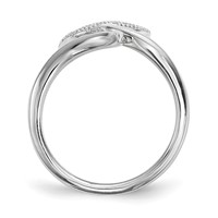 Sterling Silver Rhodium-plated CZ Adjustable Fingernail Ring view 2