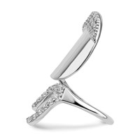 Sterling Silver Rhodium-plated CZ Adjustable Fingernail Ring view 3