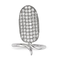 Sterling Silver Rhodium-plated CZ Adjustable Fingernail Ring view 5