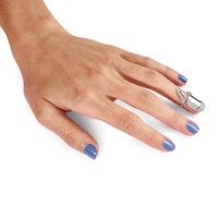 Sterling Silver Rhodium-plated CZ Adjustable Fingernail Ring view 4