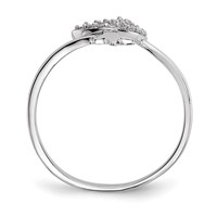 Sterling Silver Rhodium-plated CZ Moon and Star Ring view 2