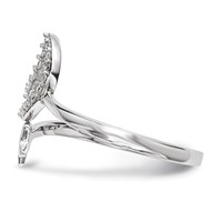 Sterling Silver Rhodium-plated CZ Moon and Star Ring view 3