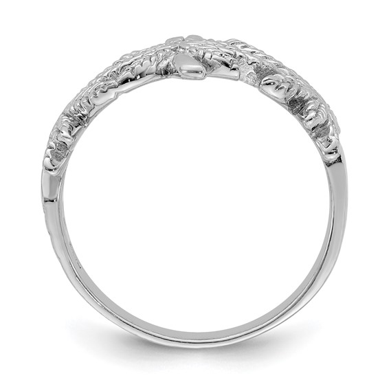 Sterling Silver Rhodium-plated Polished Leaf Ring