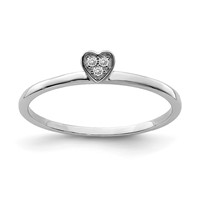 Sterling Silver Rhodium-plated CZ Heart Clover 3 Ring Set view 5