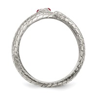 Sterling Silver Red Eye Crystal Snake Ring view 2