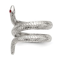 Sterling Silver Red Eye Crystal Snake Ring view 3