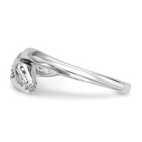 Sterling Silver Rhodium-plated CZ Snake Ring view 3