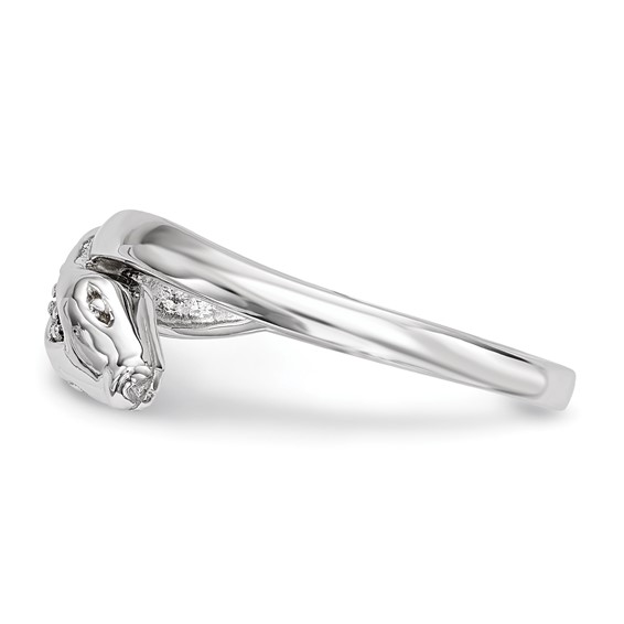 Sterling Silver Rhodium-plated CZ Snake Ring